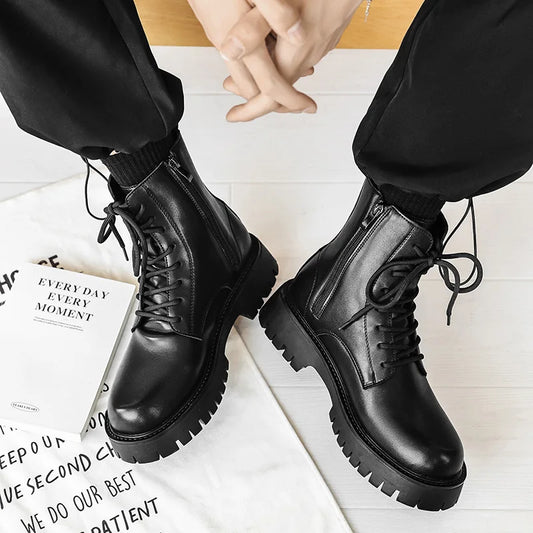 2025 Trend Men Boots Sneakers Outdoor Fashion High Top Wholesale Punk Shoes for Men Casual Leather Street Style Ankle Boots Men