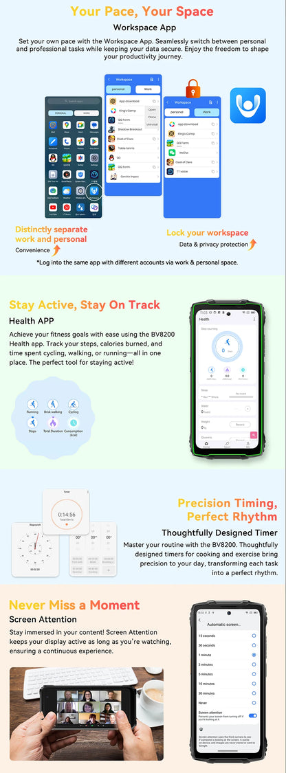 【World premiere】Blackview BV8200 Rugged Phone 6.5" 2.4K 120Hz Display Helio G100 NFC 12GB 256GB Android 14 45W Charger CellPhone