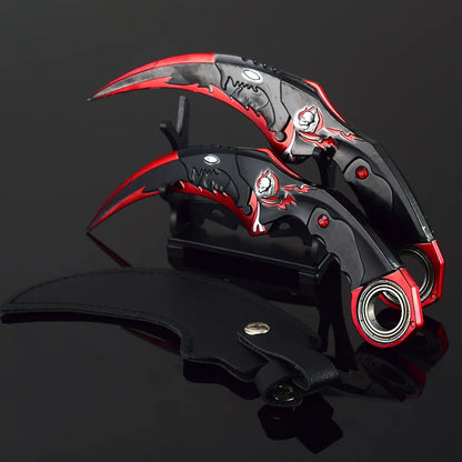 18cm/7.08 Game Figure Blue Dragon Golden Dragon Claw Knife,karambit,Metal Crafts Ornaments Decorate Gifts,Action Figure