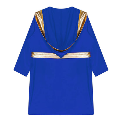 Kids Boys Boxing Robe Boxer Cosplay Costume Long Sleeve Open Front Hooded Cloak with Belt for Kickboxing Workout Sports Fitness