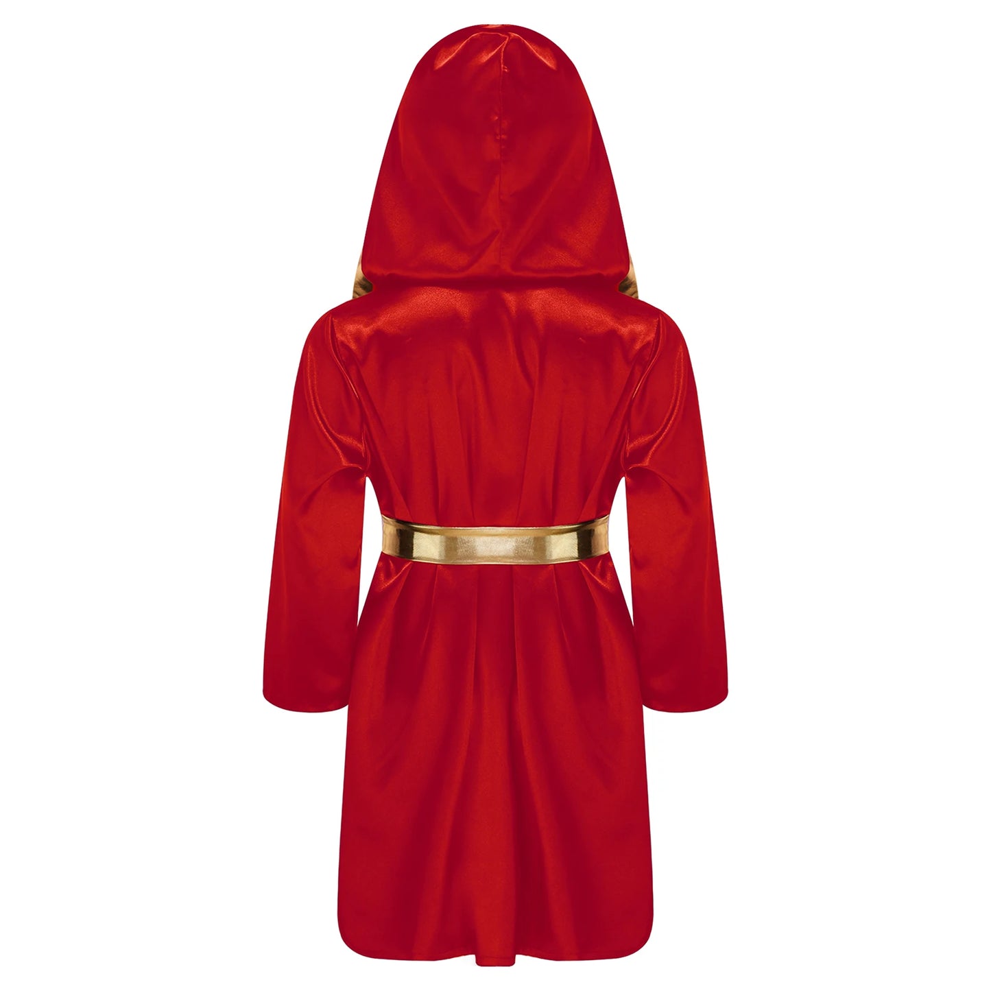 Kids Boys Boxing Robe Boxer Cosplay Costume Long Sleeve Open Front Hooded Cloak with Belt for Kickboxing Workout Sports Fitness