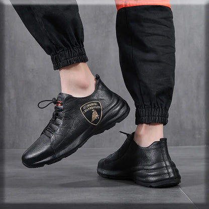 Brand Mens Casual Sneakers Genuine Leather Lace-Up Comfortable Oxford Fashion Breathable Outdoor Walking Flat Shoes for Men