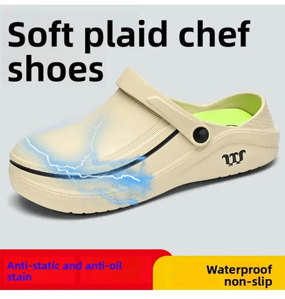 A Pair of Men's Casual Shoes, Waterproof and Oil-Proof, Low-Top Non-Slip Chef Shoes, Wear-Resistant and Non-Slip Men's Shoes