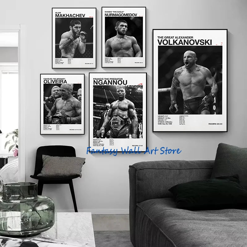 World Famous Boxing Players The Best Boxing Athlete Minimalist Black and White Poster Canvas Painting Wall Pictures Home Decor