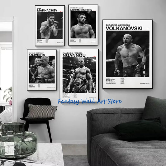 World Famous Boxing Players The Best Boxing Athlete Minimalist Black and White Poster Canvas Painting Wall Pictures Home Decor