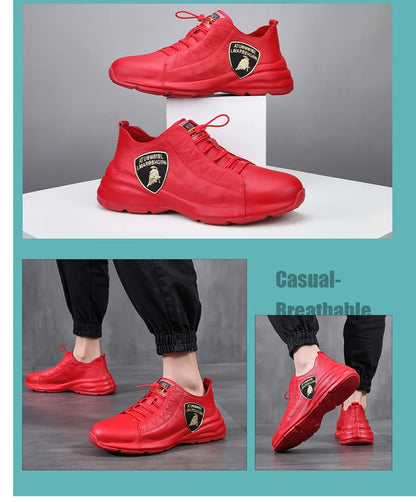 Brand Mens Casual Sneakers Genuine Leather Lace-Up Comfortable Oxford Fashion Breathable Outdoor Walking Flat Shoes for Men