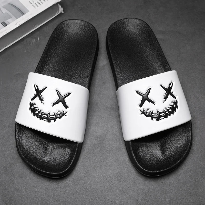 Summer Men's Personalized Fashionable Black Slippers Soft Sole Comfortable Versatile Flip Flops Casual Travel Beach Quick-Drying Sandals
