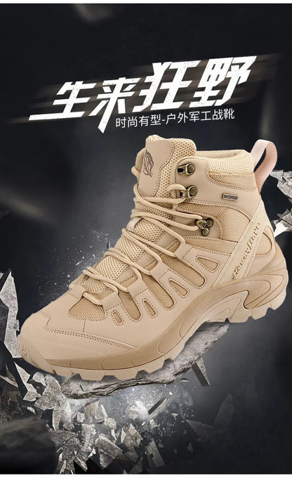 New Men Tactical Boot Breathable Safety Anti-Slip Hunting Boot Motorcycle Male Army Boots Desert Climbing Hiking Shoes Size Plus