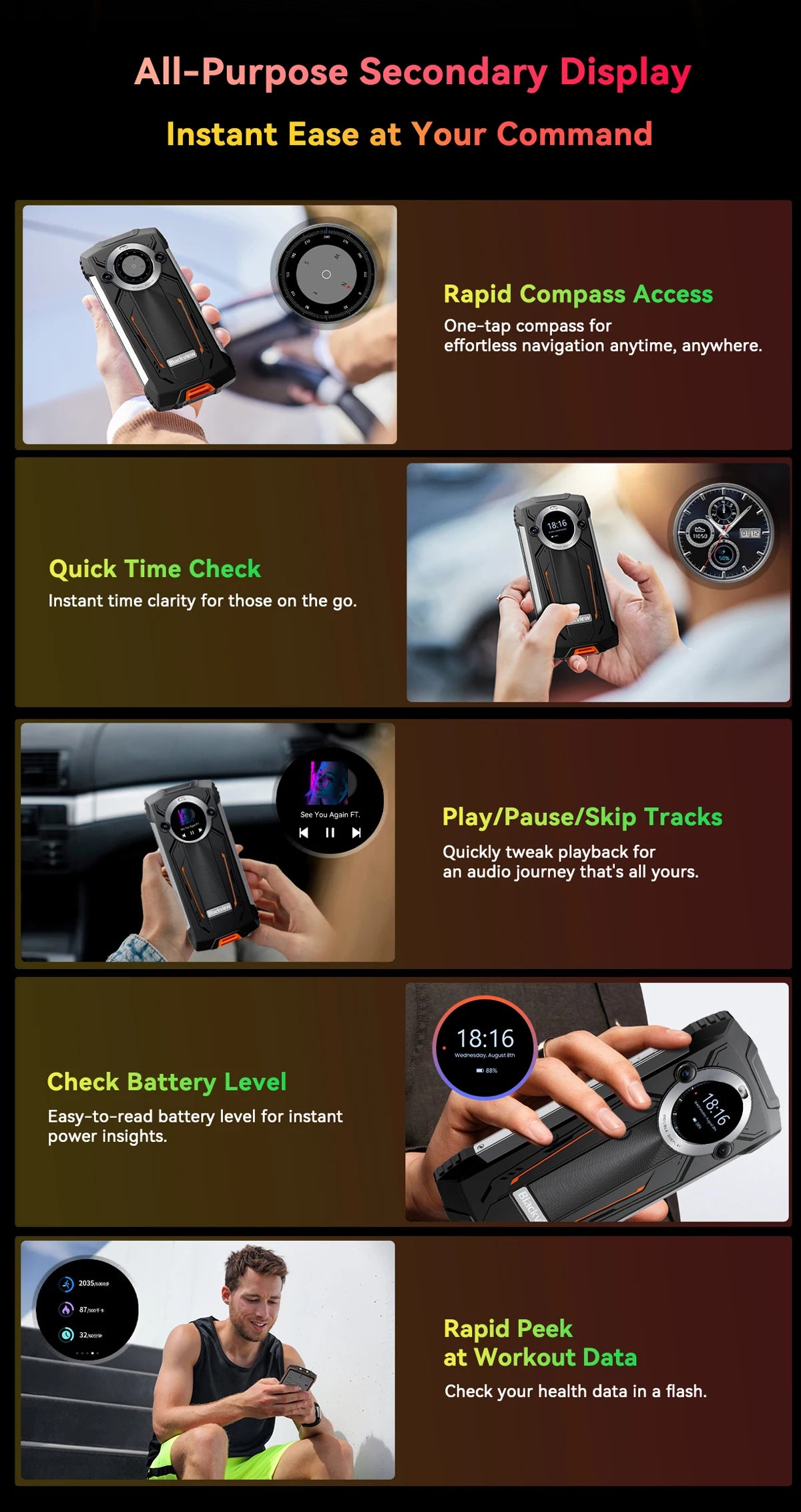 【World premiere】Blackview BV8200 Rugged Phone 6.5" 2.4K 120Hz Display Helio G100 NFC 12GB 256GB Android 14 45W Charger CellPhone