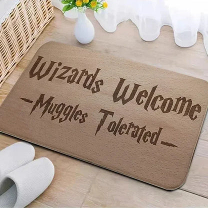 Welcome Door Mat Bathroom Area Non-Slip Absorbent Carpet Wizard Muggle Hallway Decor Carpet Home Decor Entrance Door Mat