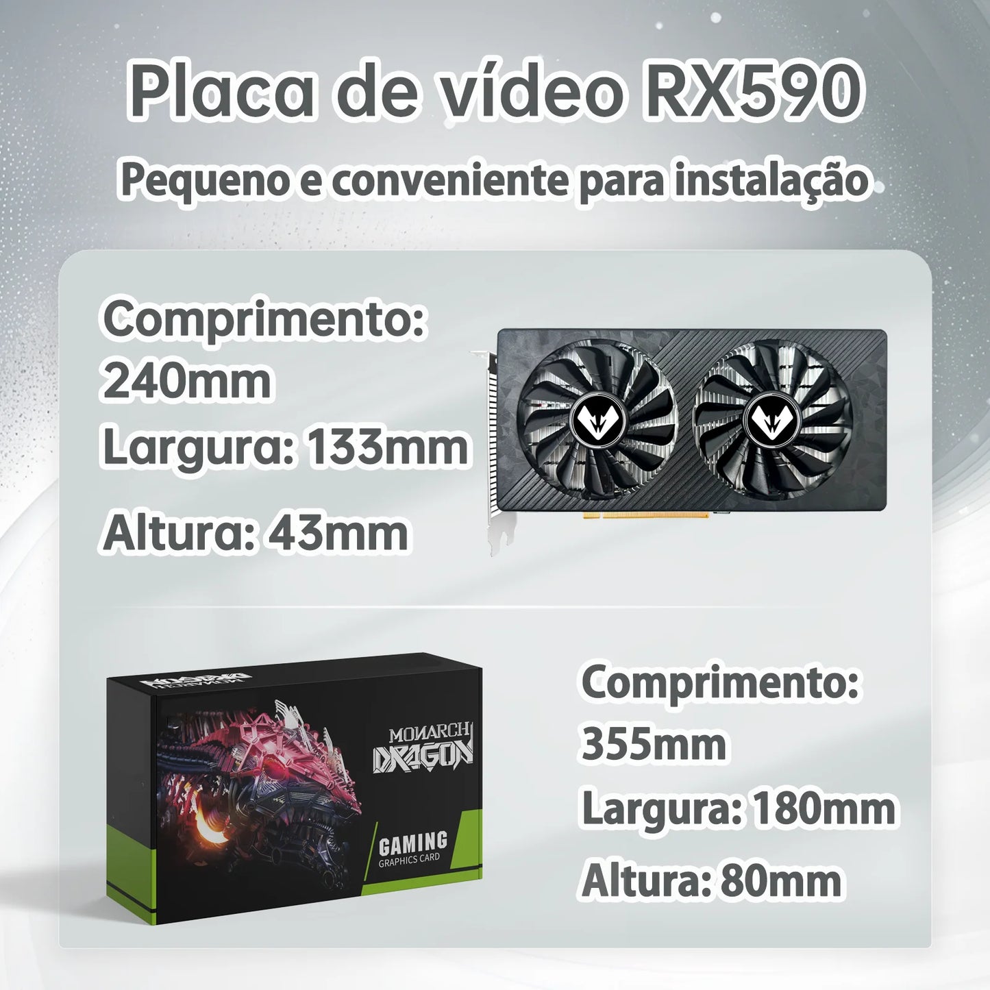 MAXSUN NEW AMD RX 590 GME 8GB Placa De Video Gaming Graphics Card GDDR5 256Bit PCI Express 3.0 ×16 8Pin Radeon GPU rx590 Series