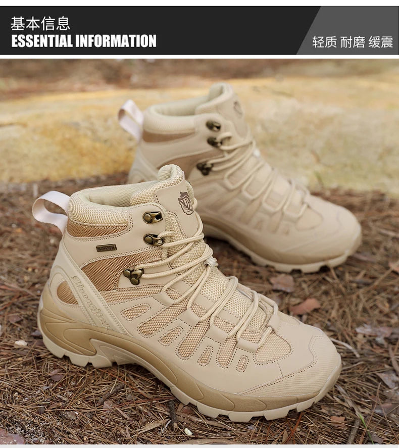 New Men Tactical Boot Breathable Safety Anti-Slip Hunting Boot Motorcycle Male Army Boots Desert Climbing Hiking Shoes Size Plus