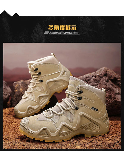 Men's Brand Outdoor Lace-up Boots Autumn Winter Man Fashion Solid Shoes for Men Waterproof Wear-resistant Boots Male Hike Shoes