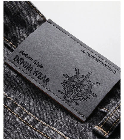 2024 Business Casual Men's Thin Denim Jeans Cotton Stretch Jeans Grey Spring Summer Brand New Fit Straight Lightweight