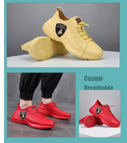 Brand Mens Casual Sneakers Genuine Leather Lace-Up Comfortable Oxford Fashion Breathable Outdoor Walking Flat Shoes for Men