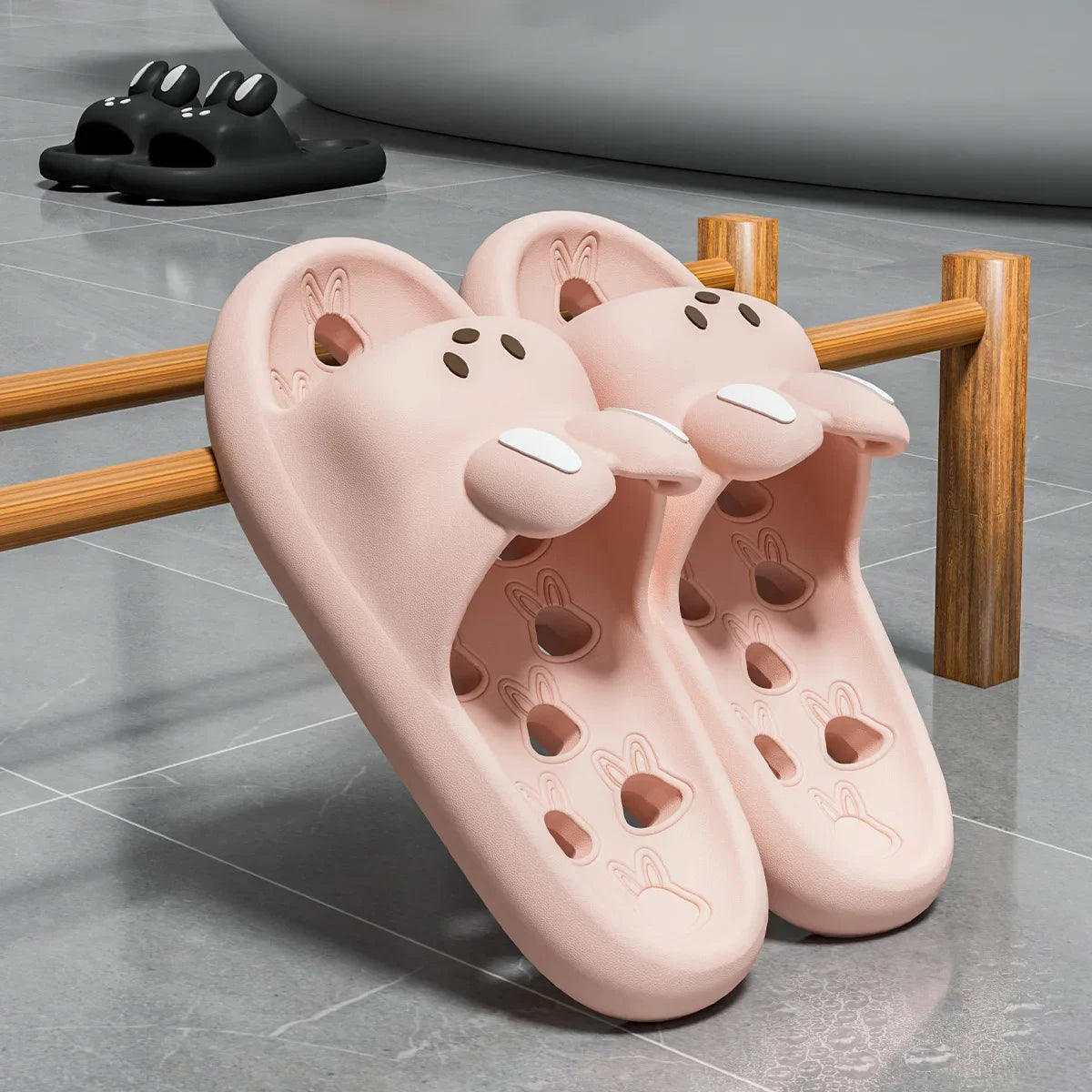 Summer Men Bathroom Slippers Women Cute Cartoon Home Sandals Breathable Soft EVA Non-slip Slides Indoor Quick Drying Flip Flops