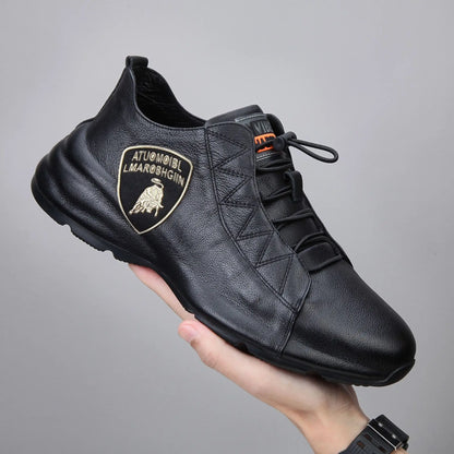Brand Mens Casual Sneakers Genuine Leather Lace-Up Comfortable Oxford Fashion Breathable Outdoor Walking Flat Shoes for Men