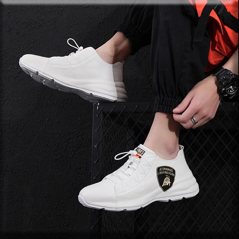 Brand Mens Casual Sneakers Genuine Leather Lace-Up Comfortable Oxford Fashion Breathable Outdoor Walking Flat Shoes for Men