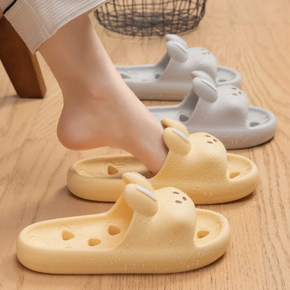 Summer Men Bathroom Slippers Women Cute Cartoon Home Sandals Breathable Soft EVA Non-slip Slides Indoor Quick Drying Flip Flops