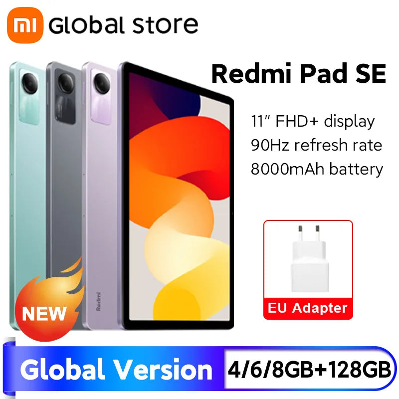 Global Version Xiaomi Redmi Pad SE Snapdragon 680 8GB RAM 256GB ROM Mi Tablet Quad speakers Dolby Atmos 90Hz 11" Display 8000mAh