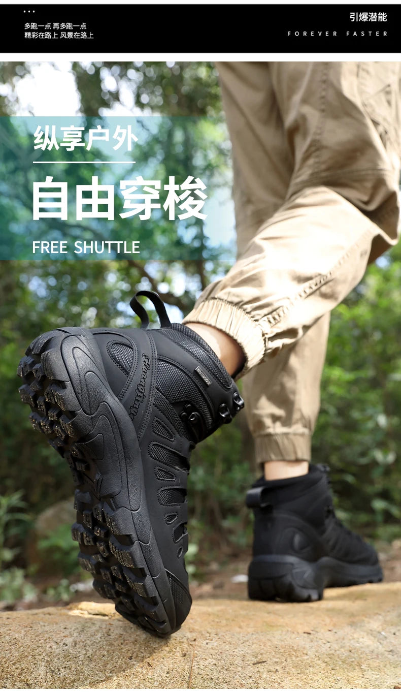 New Men Tactical Boot Breathable Safety Anti-Slip Hunting Boot Motorcycle Male Army Boots Desert Climbing Hiking Shoes Size Plus