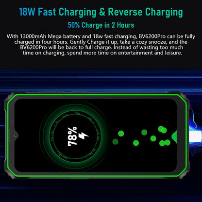Blackview BV6200 Pro Rugged Phone 4GB / 6GB+128GB IP69 Waterproof Helio P35 13000mAh With 18W Fast Charg NFC 4G Smartphone