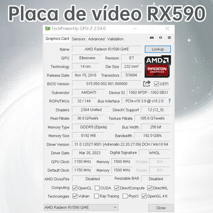 MAXSUN NEW AMD RX 590 GME 8GB Placa De Video Gaming Graphics Card GDDR5 256Bit PCI Express 3.0 ×16 8Pin Radeon GPU rx590 Series