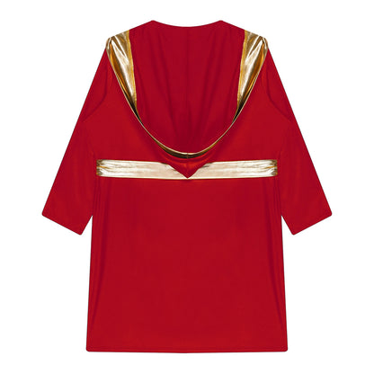 Kids Boys Boxing Robe Boxer Cosplay Costume Long Sleeve Open Front Hooded Cloak with Belt for Kickboxing Workout Sports Fitness