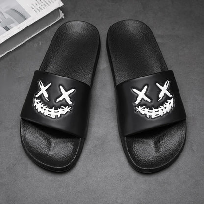 Summer Men's Personalized Fashionable Black Slippers Soft Sole Comfortable Versatile Flip Flops Casual Travel Beach Quick-Drying Sandals
