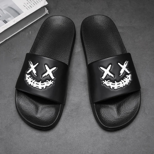 Summer Men's Personalized Fashionable Black Slippers Soft Sole Comfortable Versatile Flip Flops Casual Travel Beach Quick-Drying Sandals