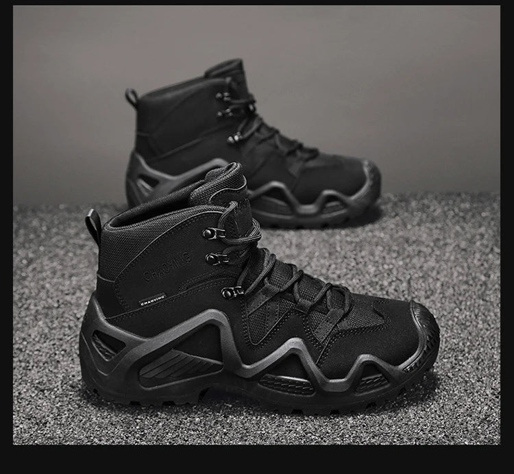 Men's Brand Outdoor Lace-up Boots Autumn Winter Man Fashion Solid Shoes for Men Waterproof Wear-resistant Boots Male Hike Shoes