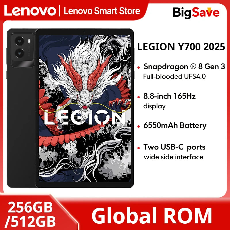 Lenovo LEGION Y700 2025 Tablet Original Global ROM 8.8-Inch 2K 165Hz Display Snapdragon 8 Gen 3  WIFI 7 Android 6550mAh  Pad PC