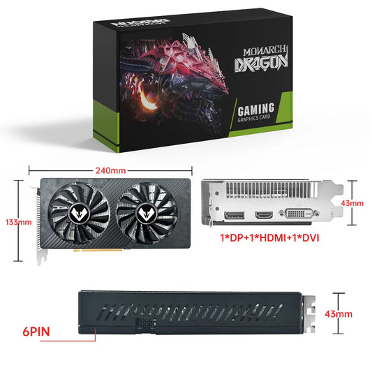 MAXSUN NEW AMD RX 590 GME 8GB Placa De Video Gaming Graphics Card GDDR5 256Bit PCI Express 3.0 ×16 8Pin Radeon GPU rx590 Series