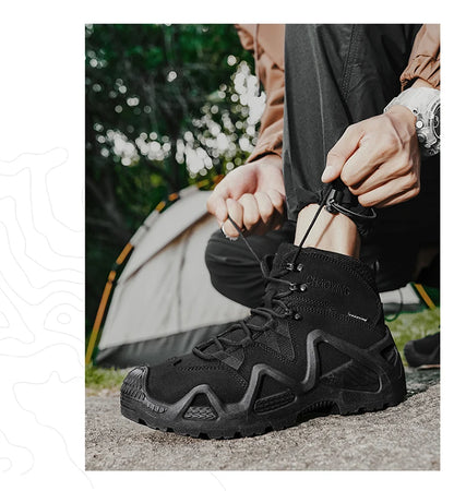 Men's Brand Outdoor Lace-up Boots Autumn Winter Man Fashion Solid Shoes for Men Waterproof Wear-resistant Boots Male Hike Shoes