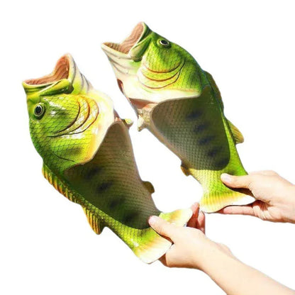 Fish Slippers New Women's Funny Creative Home Non-slip Fashion Salted Fish Word Drag Men's Trendy Slippers Outdoor Beach 2023