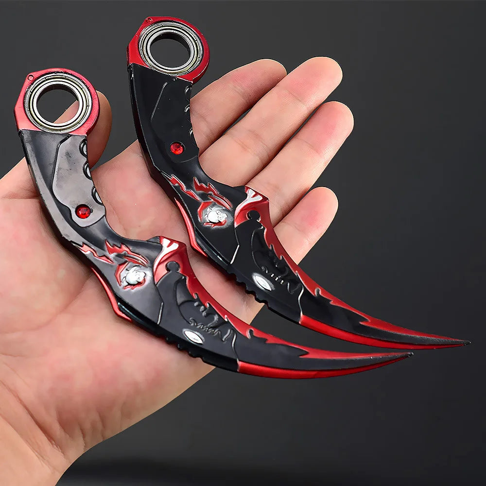18cm/7.08 Game Figure Blue Dragon Golden Dragon Claw Knife,karambit,Metal Crafts Ornaments Decorate Gifts,Action Figure
