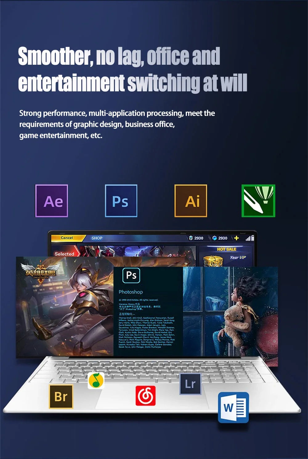 15.6" Portable Laptop Intel N5095 32GB Ram DDR4 2TB SSD Windows 11 Notebook Pc Gamer  Office Computer with Backlit Fingerprint