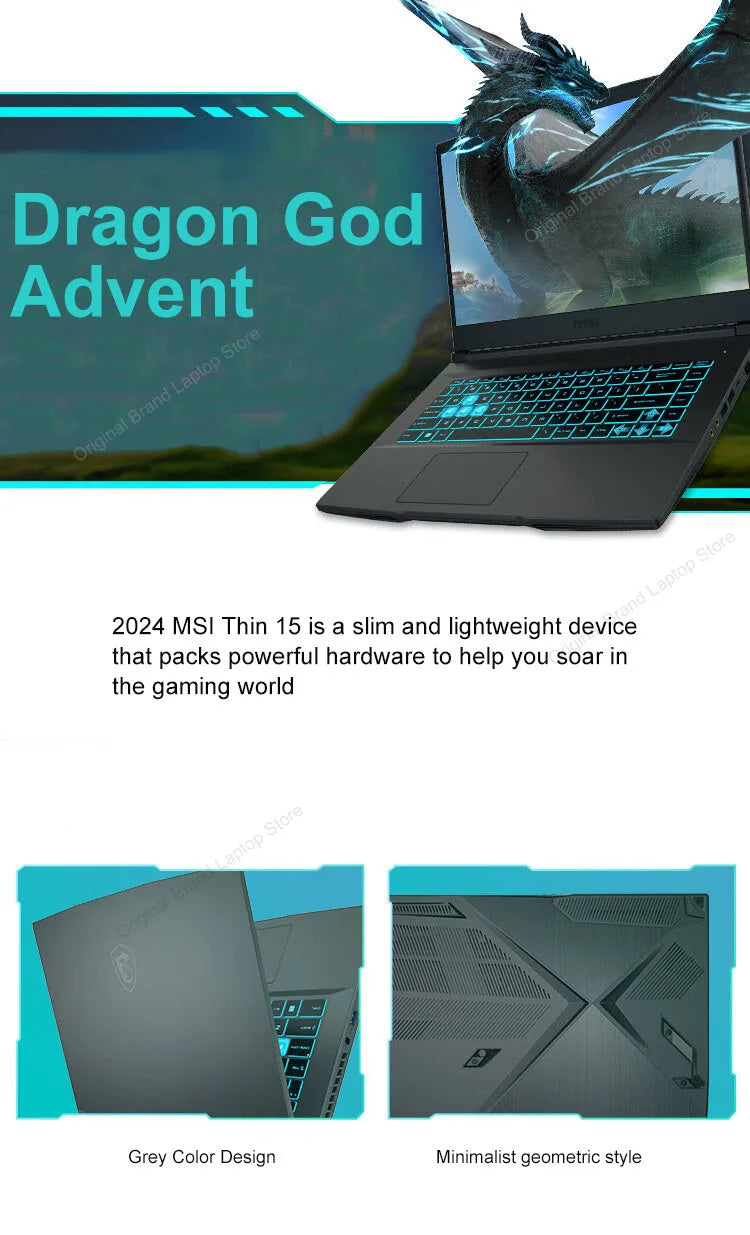 2024 MSI Thin 15 Gaming Laptop 15.6 Inch 2.5K FHD 144Hz IPS Screen Notebook i5-13420H 32GB 1TB RTX3050 Gaming Netbook Computer