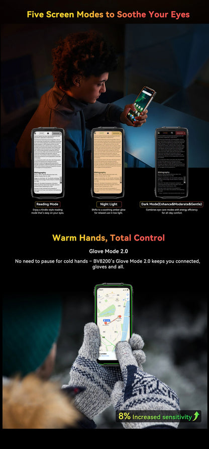 【World premiere】Blackview BV8200 Rugged Phone 6.5" 2.4K 120Hz Display Helio G100 NFC 12GB 256GB Android 14 45W Charger CellPhone