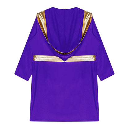 Kids Boys Boxing Robe Boxer Cosplay Costume Long Sleeve Open Front Hooded Cloak with Belt for Kickboxing Workout Sports Fitness