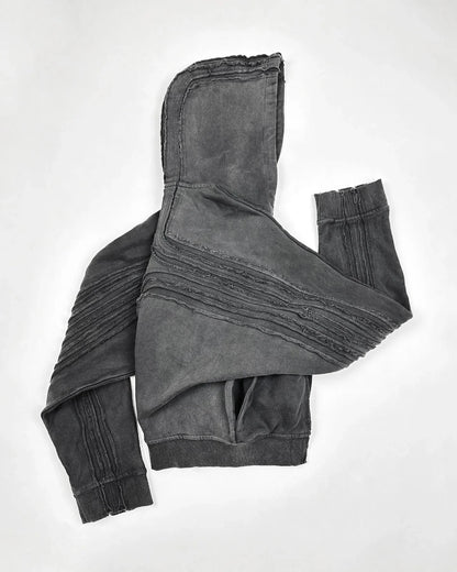 Retro Streetwear Cross Patchwork Hip Hop Zipper Hoodie Men Women Gothic Fashion Working Clothes Jacket Y2k Punk Hole Sweatshirt