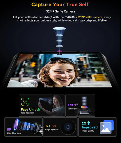 【World premiere】Blackview BV8200 Rugged Phone 6.5" 2.4K 120Hz Display Helio G100 NFC 12GB 256GB Android 14 45W Charger CellPhone