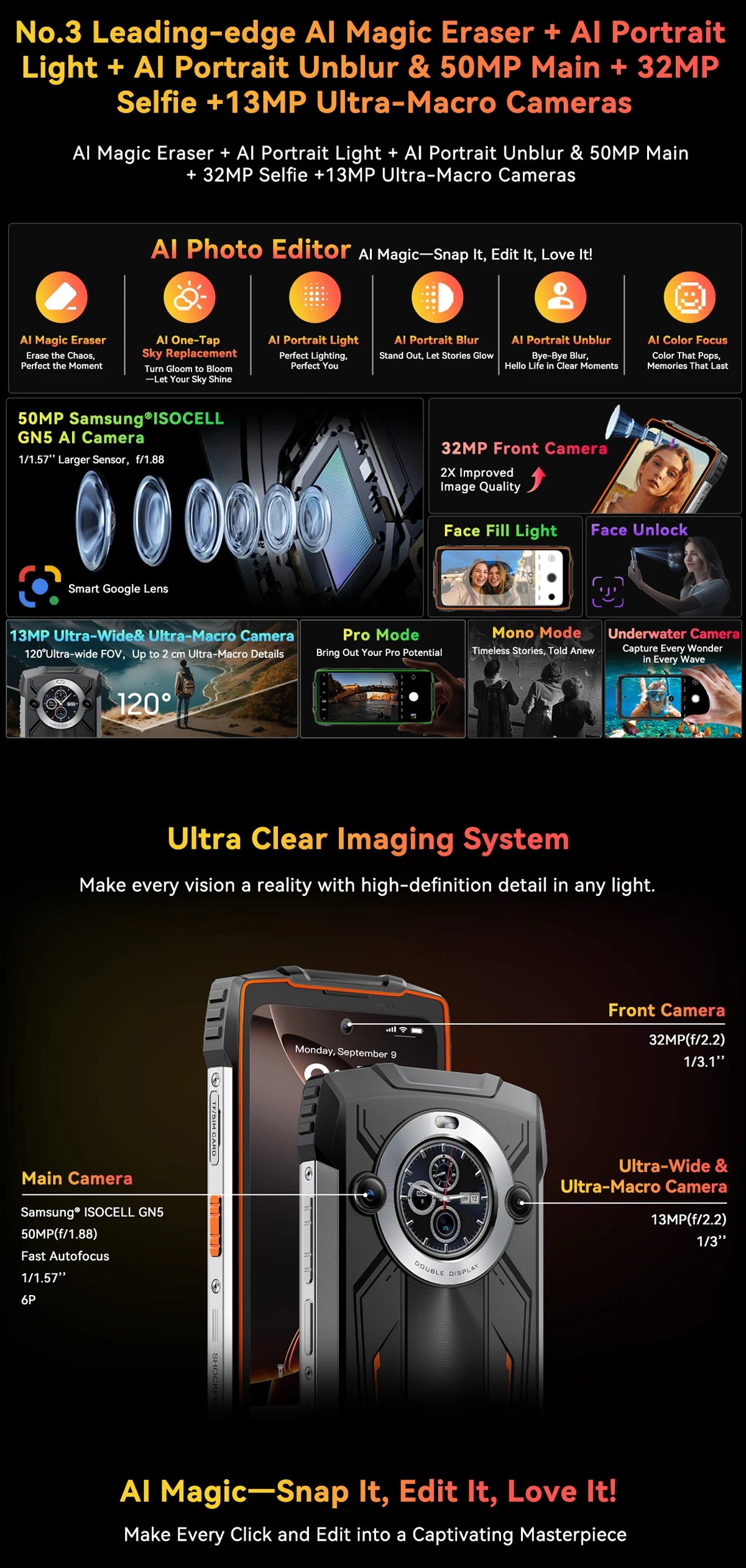 【World premiere】Blackview BV8200 Rugged Phone 6.5" 2.4K 120Hz Display Helio G100 NFC 12GB 256GB Android 14 45W Charger CellPhone