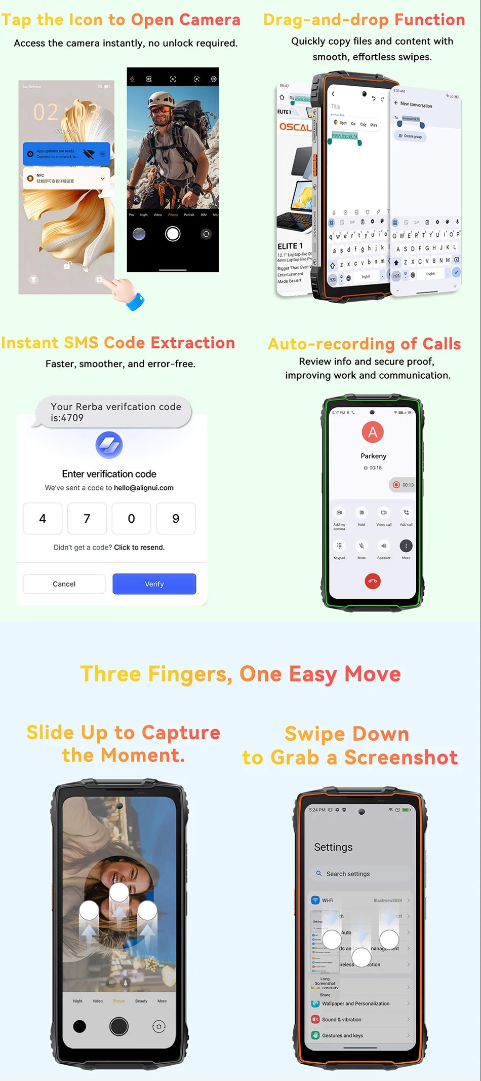 【World premiere】Blackview BV8200 Rugged Phone 6.5" 2.4K 120Hz Display Helio G100 NFC 12GB 256GB Android 14 45W Charger CellPhone