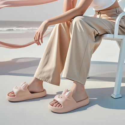 Summer Men Bathroom Slippers Women Cute Cartoon Home Sandals Breathable Soft EVA Non-slip Slides Indoor Quick Drying Flip Flops