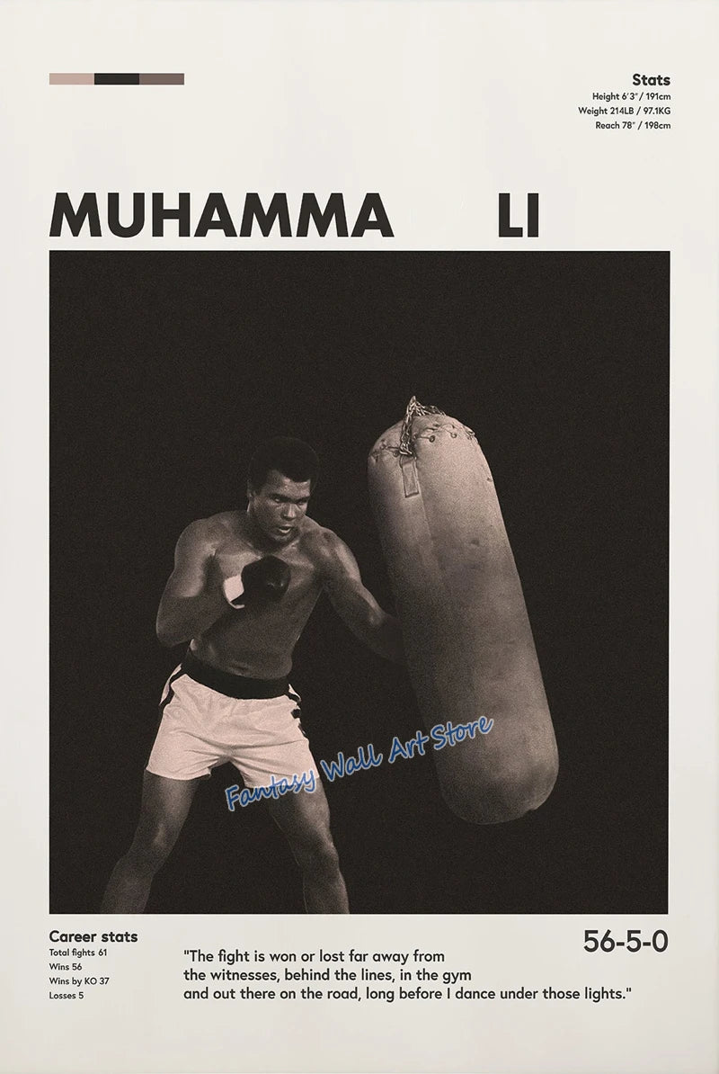 World Famous Boxing Players The Best Boxing Athlete Minimalist Black and White Poster Canvas Painting Wall Pictures Home Decor