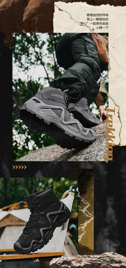 Men's Brand Outdoor Lace-up Boots Autumn Winter Man Fashion Solid Shoes for Men Waterproof Wear-resistant Boots Male Hike Shoes