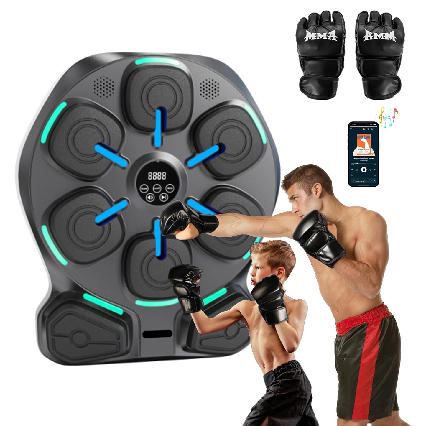Wall Mounted Music Boxing Machine,Smart Bluetooth Boxing Machine with Boxing Gloves Workout Punching Equipment for Adults Kids